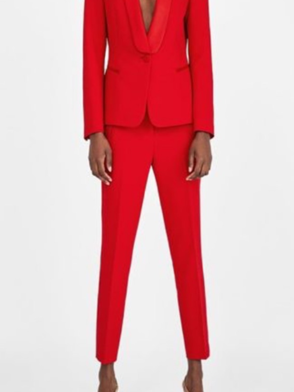 Zara Red Tailored Tuxedo Straight Pants